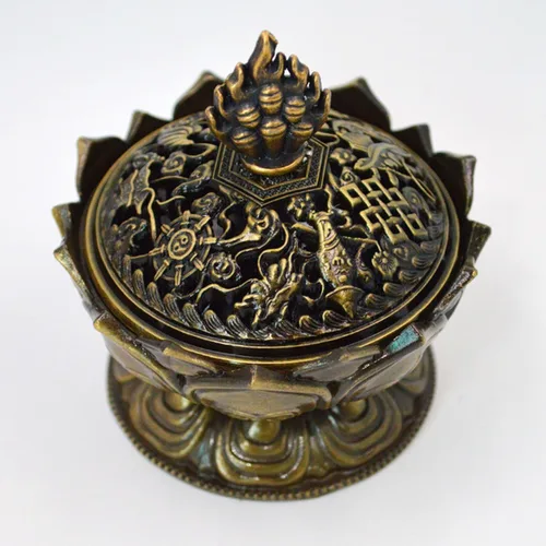 Miniatura 2 de Buddha Lotus Flower Zinc Aleación Metal Incienso Quemador Incienso Titular Incienso Incienso para palo/Cono/Pequeña Bobina Incienso Gris metálico