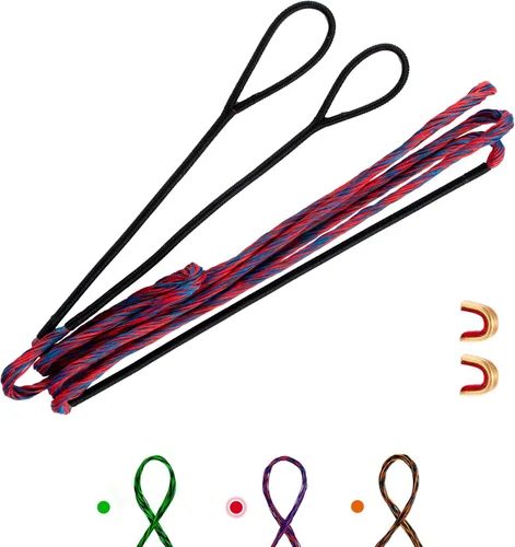 Miniatura 8 de Juego de cuerdas de arco Deerseeker para tiro con arco con 2 puntos de nocking, cuerda de arco recurva Dacron de repuesto de 12, 14, 16 hebras