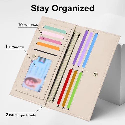Miniatura 5 de Tipmile Cartera ultra delgada para mujer, cartera de cuero plegable para mujer, cartera RFID, cartera de bloqueo RFID para tarjetas de crédito