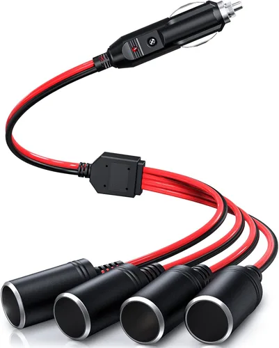 ELECTOP Adaptador divisor de encendedor de cigarrillos de automóvil de 1 a 4, puerto de cargador de alimentación, adaptador de enchufe de 12 V 24 V,