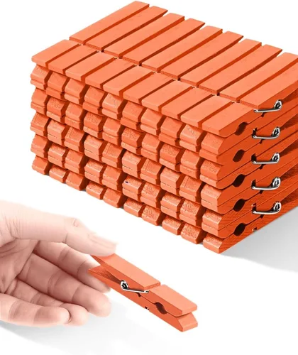 Miniatura 10 de Pinzas para ropa, pinzas de madera de color rosa para juego de baby shower, corona, manualidades, pinzas de agarre fuerte de madera de abedul