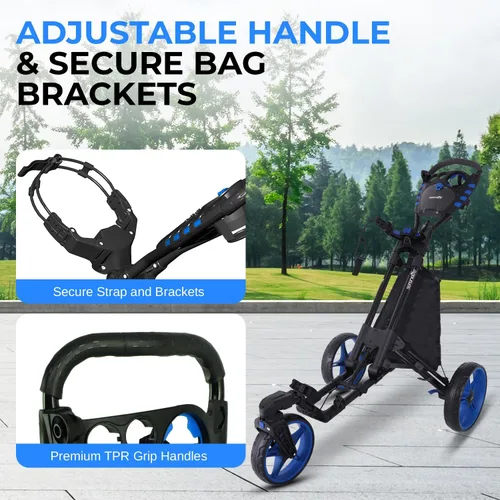 Miniatura 3 de SereneLife Golf Push Pull Cart – Lightweight, Foldable, Bag Holder with Adjustable Handle, Caddy Accessories, Compact Folding Golf Trolley for Travel
