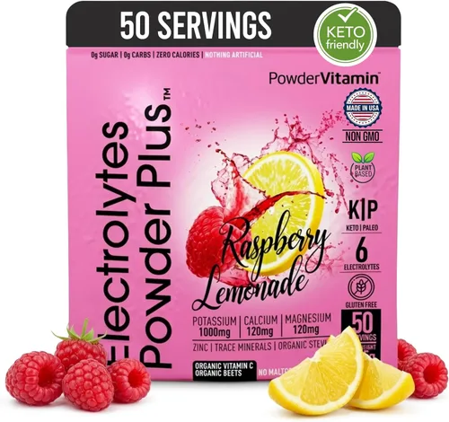 Miniatura 17 de Polvo de Electrolitos Plus (50 porciones), 0 calorías Keto, 0 azúcar, sin maltodextrina, 1000 mg de potasio, 120 mg de calcio, 120 mg de magnesio