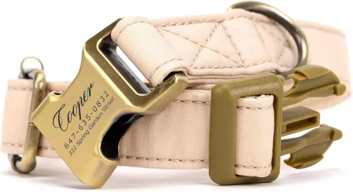 Miniatura 5 de Collar de perro personalizado con nombre y número de teléfono grabado, collar ajustable personalizado para cachorros, collar de algodón orgánico
