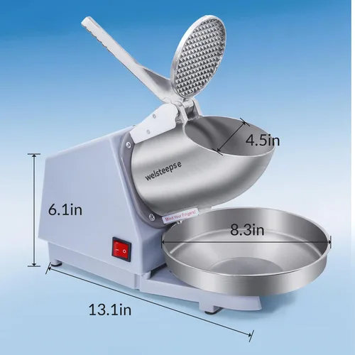 Miniatura 6 de Máquina de hielo afeitado, máquina de afeitar eléctrica de hielo con cuchillas de acero inoxidable, potente máquina de cono de nieve para cocina
