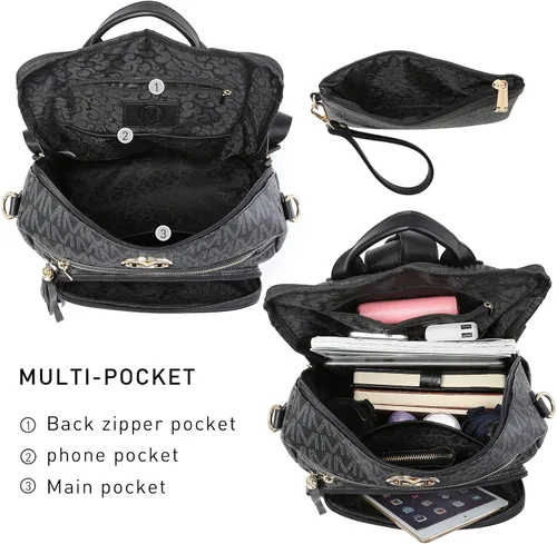 Miniatura 98 de MKP COLLECTION Mochila de moda para mujer, bolsa convertible grande para mujer, mochila de viaje, bolsa de hombro, juego de 2 piezas con borla, Beige