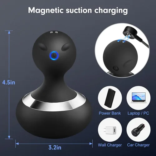 Miniatura 3 de Cordless Electric Handheld Massage Ball, Rechargeable Body Neck Massage Tool, Black