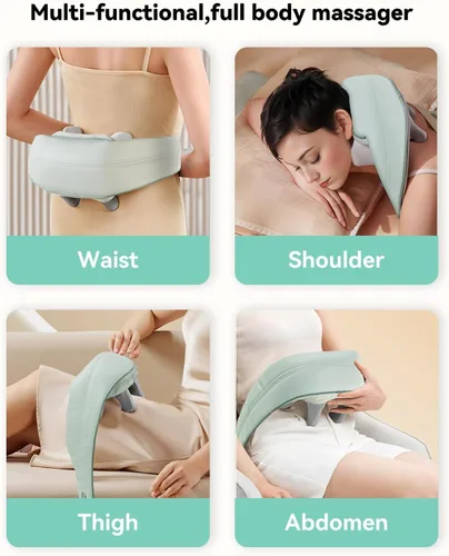 Miniatura 7 de Snailax - Almohada masajeadora inalámbrica para cuello y hombros con calor, amasamiento profundo 4D, masajeador Shiatsu para la espalda, almohada