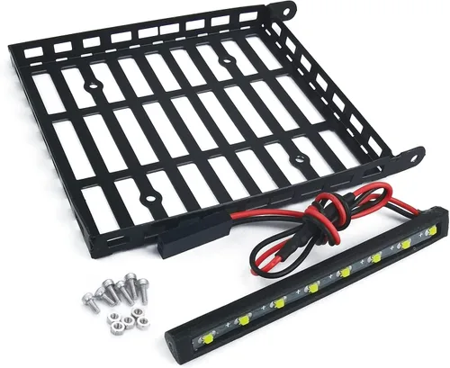 MOHERO RC 1/24 Metal Roof Rack Equipaje con Faro para 1/24 RC Crawler Car Axial SCX24 AXI00005 Gladiador Actualización Piezas