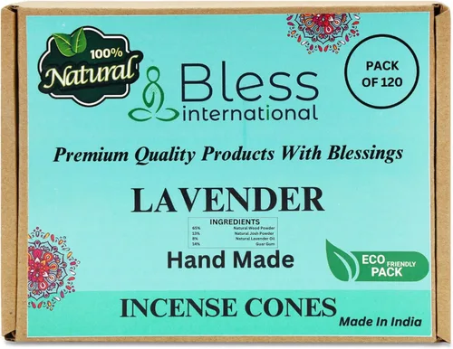 Miniatura 58 de Bless International Conos de incienso 100% naturales de lavanda hechos a mano, sumergidos a mano, libres de químicos orgánicos para purificación