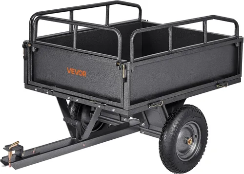 VEVOR 10 pies cúbicos y 500 libras de remolque para ATV con función de descarga, remolque de utilidad para UTV de carga pesada, remolque de descarga