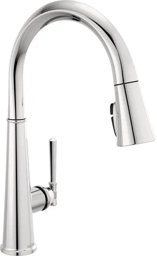 Miniatura 21 de Grifo de cocina Delta Faucet Emmeline de níquel cepillado, grifos de cocina con rociador desplegable, grifo de fregadero de cocina, cabezal