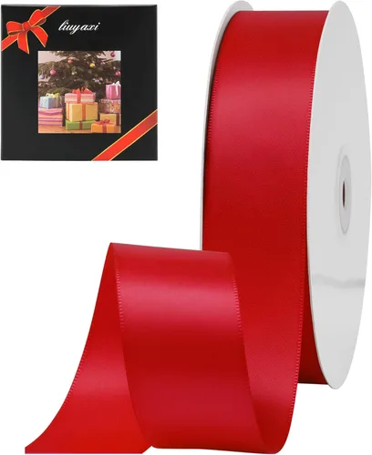 Miniatura 38 de LIUYAXI - Cinta de satén roja de doble cara, 2 pulgadas X 25 yardas continuas, cintas perfectas para envolver regalos, ramo de boda, decoración DIY