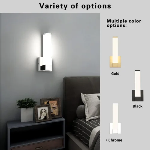 Miniatura 3 de Lámparas de pared cromadas para dormitorio Iluminación LED moderna para interiores Apliques de pasillo Luz de esquina de 30 cm de altura 12W 4000K