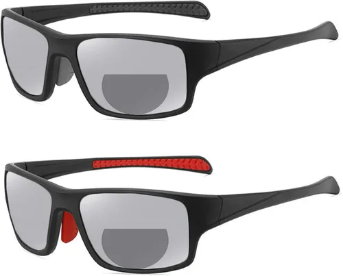 Gafas de lectura bifocales fotocromáticas de transición para hombres y mujeres, gafas de sol deportivas para presbicia, UV400, 2 uds
