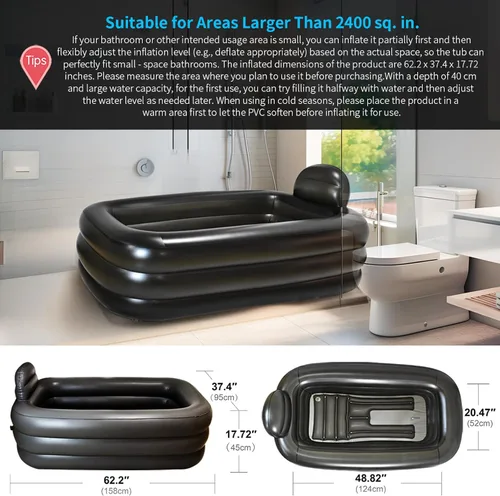 Miniatura 3 de Nevife Bañera Inflable de Baño de Hielo para Adultos - Bañera Inflable con Cubierta y Piso Cómodo, Bañera Plegable para Ducha, Spa, Baños de Hielo