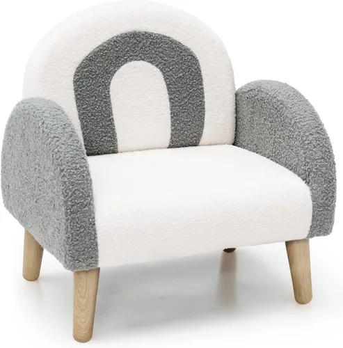 Miniatura 13 de Sofá Infantil INFANS, Silla Balancín para Niños Pequeños con Estructura de Madera Sólida, Diseño Antivuelco, Tela de Felpa, Sillón para Niños