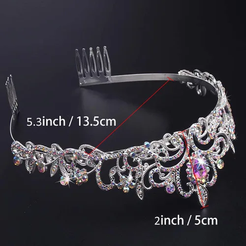 Miniatura 6 de KICOSY 296 956 Tiara y Coronas para Mujeres, 1 unidad (paquete de 1), Cristal Diamante falso