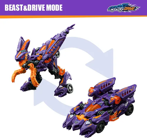 Miniatura 3 de 52TOYS Beastdrive BD-03 Naughty Saur - Figura de acción de juguete de deformación, juguetes de conversión en vehículo y bestia, regalo perfecto