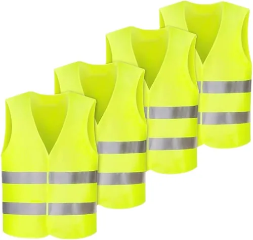 Anlising 4 chalecos de seguridad de alta visibilidad, chalecos de seguridad Hi Vis con 2 rayas reflectantes, chaleco reflectante para trabajo