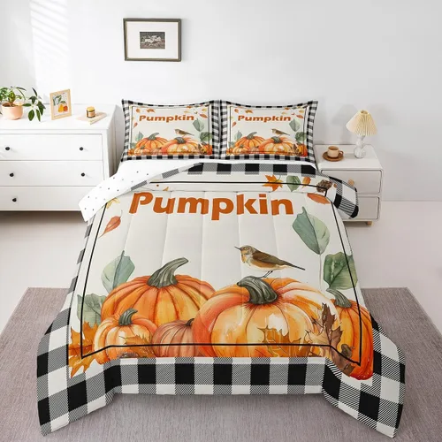Miniatura 42 de Erosebridal Juego de edredón divertido de Halloween para niños, juego de ropa de cama de calabaza fantasma, decoración de Halloween para niños