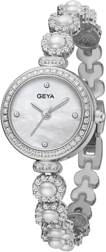 Redhai Women Watches Analog Quartz Watch Mosaic with Diamonds Pearl Bracelet Dress Watch for Female Waterproof Wristwatch with Rhinestones Bracelet