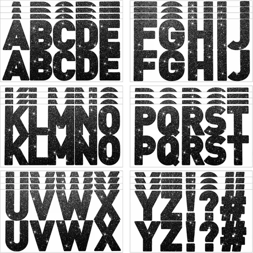 Miniatura 11 de Harloon 232 piezas de 24 hojas de letras grandes con purpurina, letras del alfabeto con letra grande, kit de letras autoadhesivas para buzón, Dorado