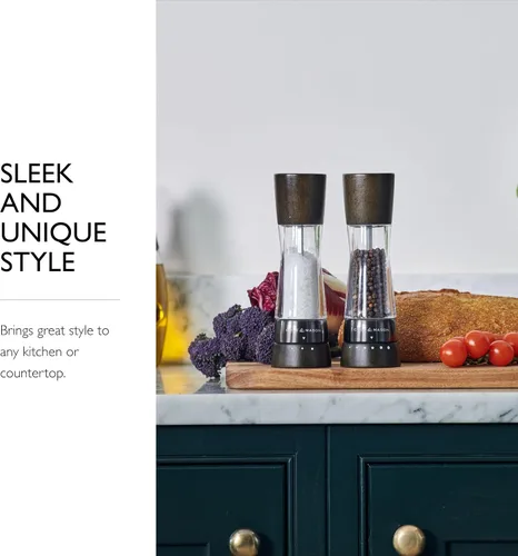Miniatura 7 de Cole & Mason H332293 Derwent Black Wood Salt and Pepper Mills, Gourmet Precision+, Ajuste de Molienda, Haya Teñida/Acrílico, 190 mm, Juego