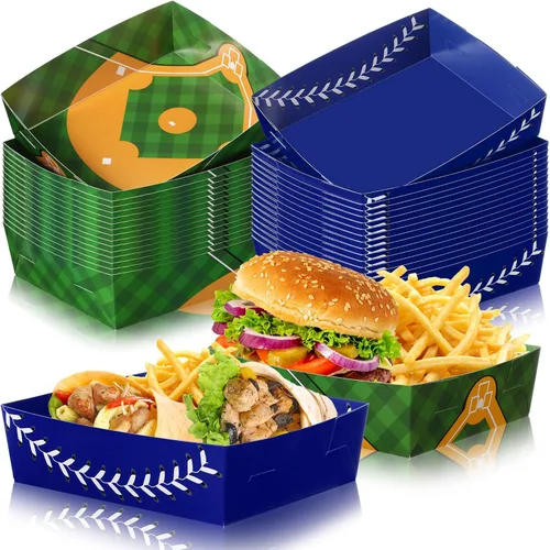 Miniatura 11 de Teling 36 piezas de suministros para fiestas temáticas de béisbol, bandejas grandes de platos de béisbol de 5 libras, bandejas de comida, barco, 4