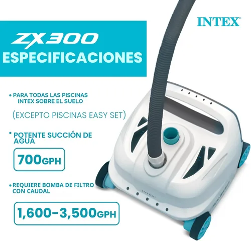 Miniatura 3 de INTEX 28007E ZX50 Aspiradora Automática de Piscina por Succión Sobre la Superficie: Para Piscinas Más Pequeñas – Limpia el Suelo de la Piscina