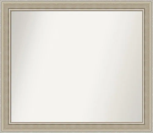 Miniatura 545 de Amanti Art Espejo de baño plateado para sobre fregadero, 23 x 23 pulgadas, espejo cuadrado plateado en ángulo, marco de madera moderno medio, se