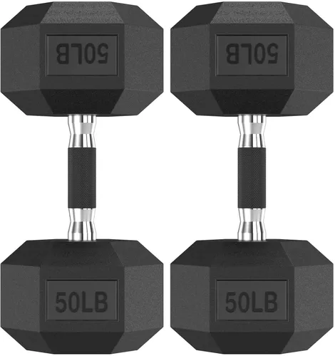 Miniatura 43 de HANDBODE Juego de 2 mancuernas hexagonales de 2.5 a 65 libras con revestimiento de goma, mancuernas para ejercicio y fitness, peso de mano