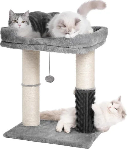 Miniatura 8 de Torre de árbol para gatos grandes, poste rascador para gatos con auto peluquero para gatos, cama superior de 20 x 15.7 pulgadas de ancho, poste Beige