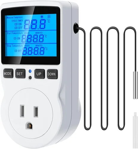 Miniatura 8 de MakerHawk Controlador digital de temperatura, controlador de termostato de 1800 W, 120 V, 15 A, botón giratorio, ajuste de botón de calefacción