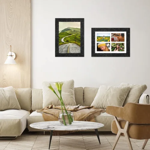 Miniatura 642 de Marcos de Fotos Collage de 13.5X15.5 con 7 Aberturas para Fotos de 4X6, Marco de Fotos Múltiples con Paspartú para Decoración de Pared, Grano