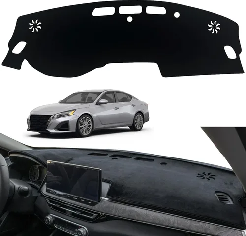 Tapete antideslizante para tablero de instrumentos compatible con Nissan Altima 2019, 2020, 2021, 2022, 2023, protector solar (borde negro)