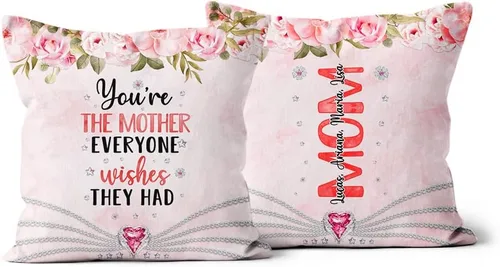 Miniatura 8 de Useful Gifts for Mom, World's Mom Ever Floral Flowers, Personalized Square Pillow, Gifts for Mother Women from Kids Children