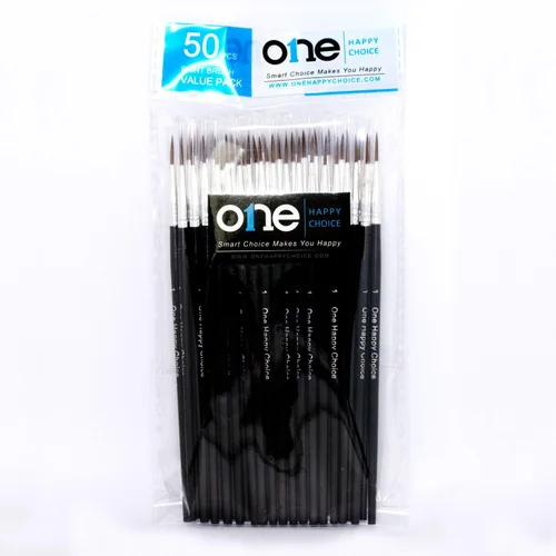 Miniatura 5 de Paquete de 50 unidades de pinceles para pintura sintéticos, para acrílicos, óleos y acuarelas, punta redonda