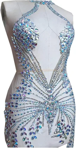 Miniatura 5 de Nuevos parches de cuerpo completo hechos a mano apliques de diamantes de imitación en red desnuda Cuentas de piedra de cristal de color AB