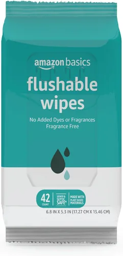 Miniatura 2 de Amazon Basics Toallitas de inodoro desechables para adultos, sin fragancia, 42 unidades (paquete de 8) (total 336 toallitas) (anteriormente Solimo)