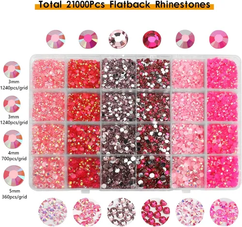 Miniatura 3 de Diamantes de imitación de resina con parte trasera plana, 21000 unidades de piedras preciosas de gelatina que no se calientan, 6