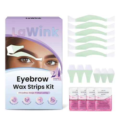Kit de depilación facial - 24 tiras de cera fría, 4 toallitas de aceite calmante para tipos de piel sensible, mujeres