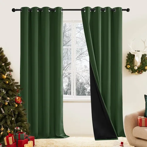 Miniatura 51 de Deconovo Cortinas 100% opacas, cortinas de ventana con aislamiento térmico, paneles reductores de ruido, cortinas de forro negro, con ojales