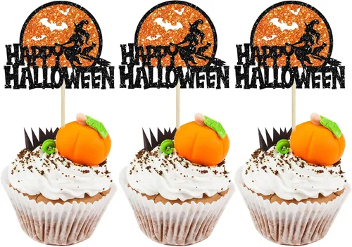 Miniatura 11 de Gyufise 1 pieza de decoración de pastel de cumpleaños con purpurina montada de terror clásico de Halloween para temática de terror sangriento