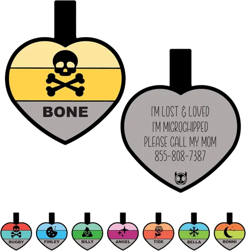 Placa silenciosa para perro personalizada con 5 líneas de identificación de mascotas de silicona duradera y grabada profundamente, diseño de hueso,