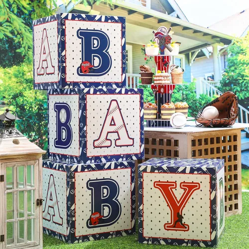 Miniatura 6 de Maitys 4 cajas de bebé rojas, blancas y azules con letras para el 4 de julio, 250 aniversario, decoraciones patrióticas, béisbol, revelación