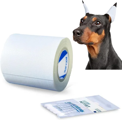 Cinta adhesiva para los oídos para perros, 1 paquete con hisopos de algodón limpiador de oídos para perros, cinta de algodón autoadhesiva para
