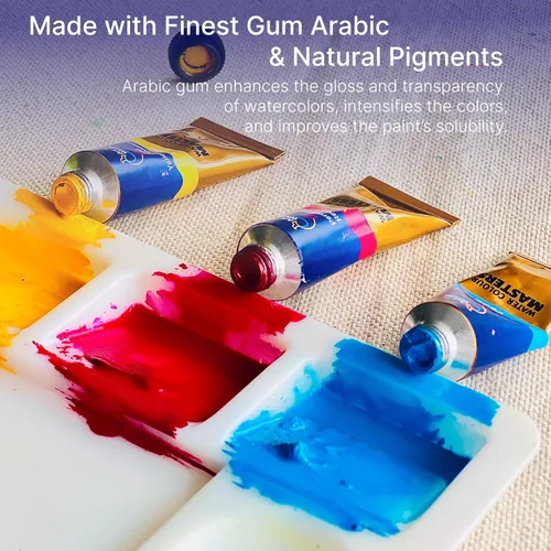 Miniatura 4 de Juego de pintura de acuarela de 12 colores, tubos de 0.5 fl oz, acuarelas de alto pigmento, mezcla suave y transparencia, apto para viajes,