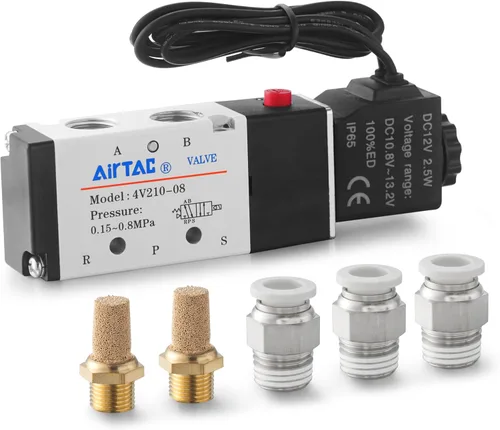 Miniatura 8 de Válvula solenoide AirTAC Airvexalon DC12V 4V410-15 1/2"PT neumática de aire, 2 posiciones, 5 vías, eléctrica de bobina simple operada por piloto