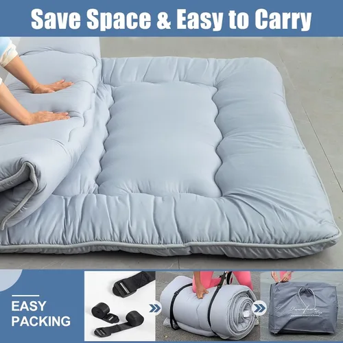 Miniatura 5 de Natsukage Colchón de suelo grueso para dormir, colchón futón para adultos, colchón plegable, cama de invitados, colchón de campamento